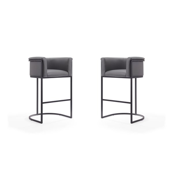 Manhattan Comfort Cosmopolitan Barstool in Grey and Black (Set of 2) 2-BS015-GY